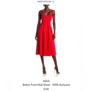 Aqua Vibrant Red Button-Front Midi Dress